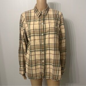 Lauren Ralph Lauren Tan and Green Checkered Button Down Shirt
